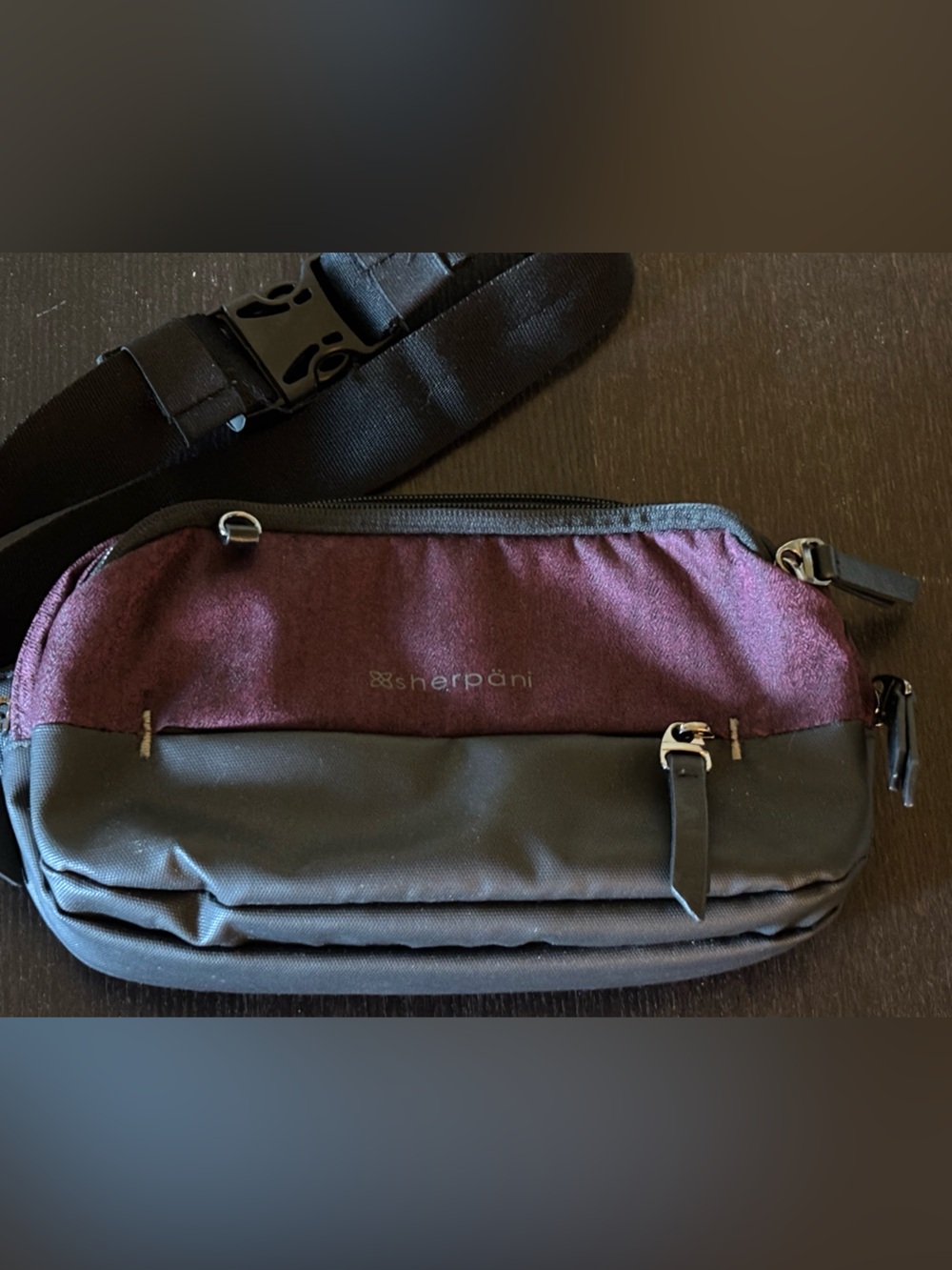 Sherpani bag for waist or over the shoulder.